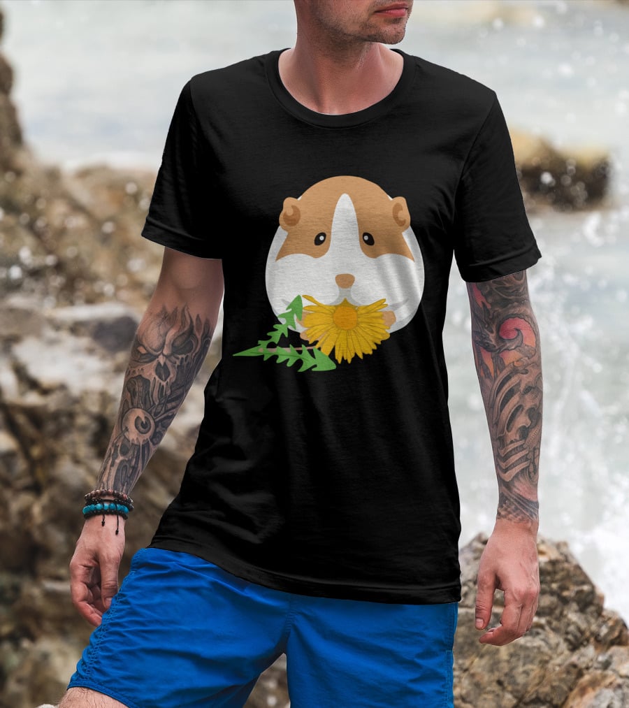 Guinea Pig With Dandelion And Green Leaves T-Shirt