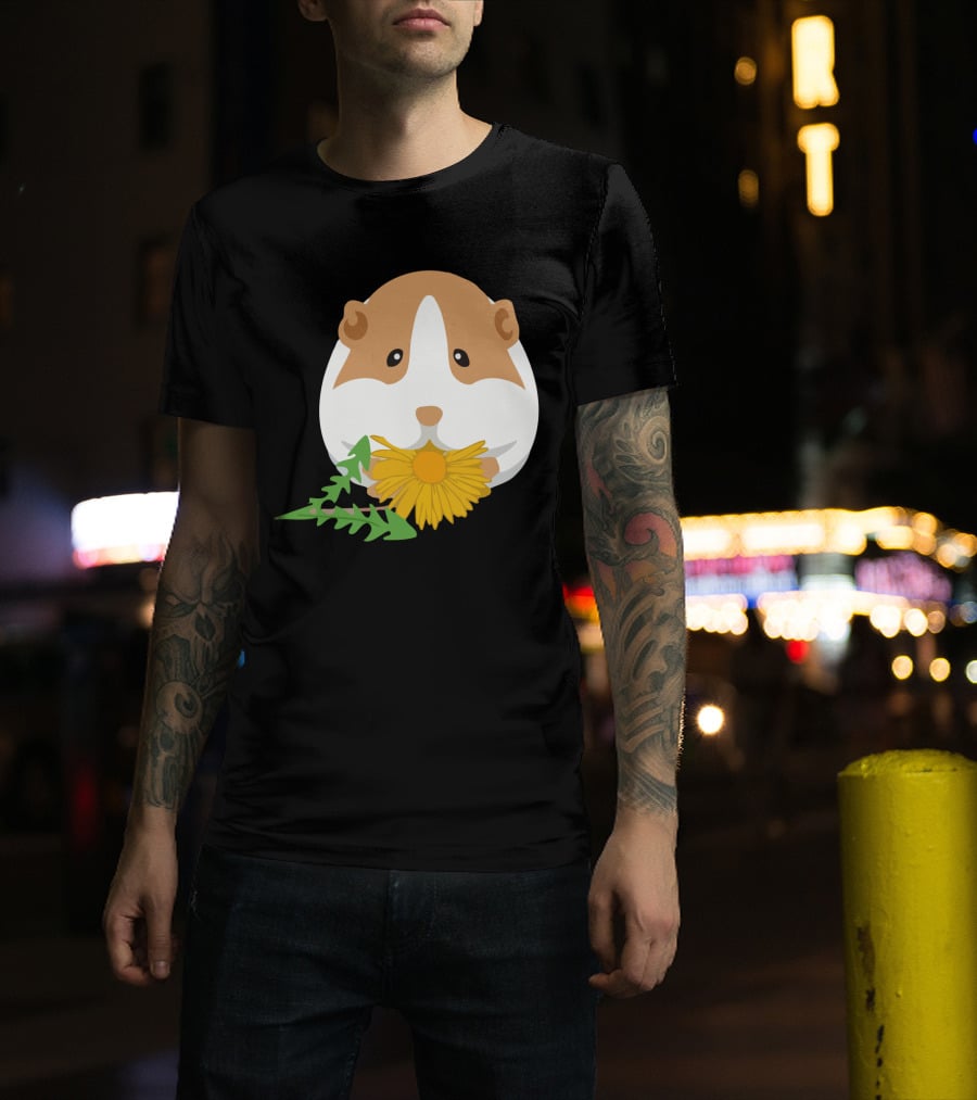 Guinea Pig With Dandelion And Green Leaves T-Shirt