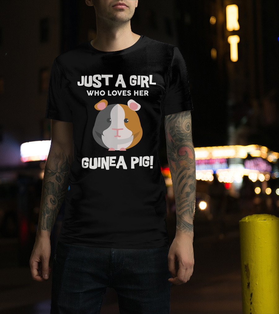 Passionate Girl Proudly Cherishes Her Adorable Guinea Pig T-Shirt
