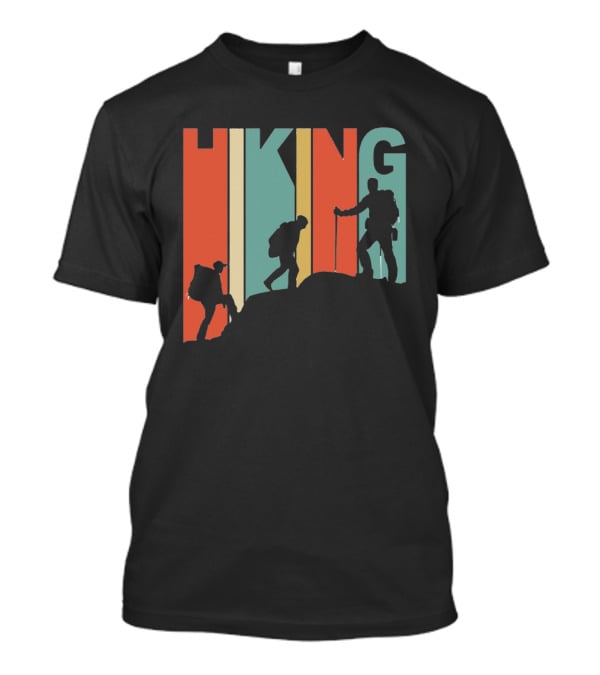 Retro Gradient Hiking Silhouette Adventure T-Shirt