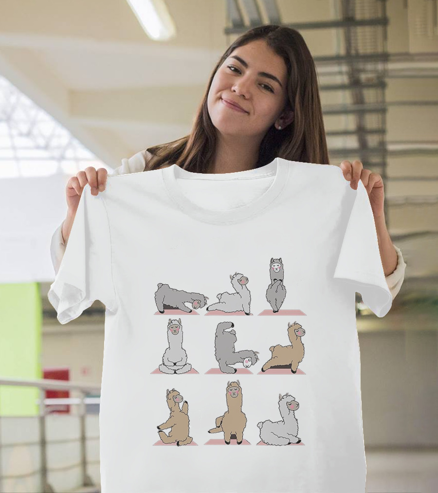 Yoga Poses With Adorable Llamas T-Shirt