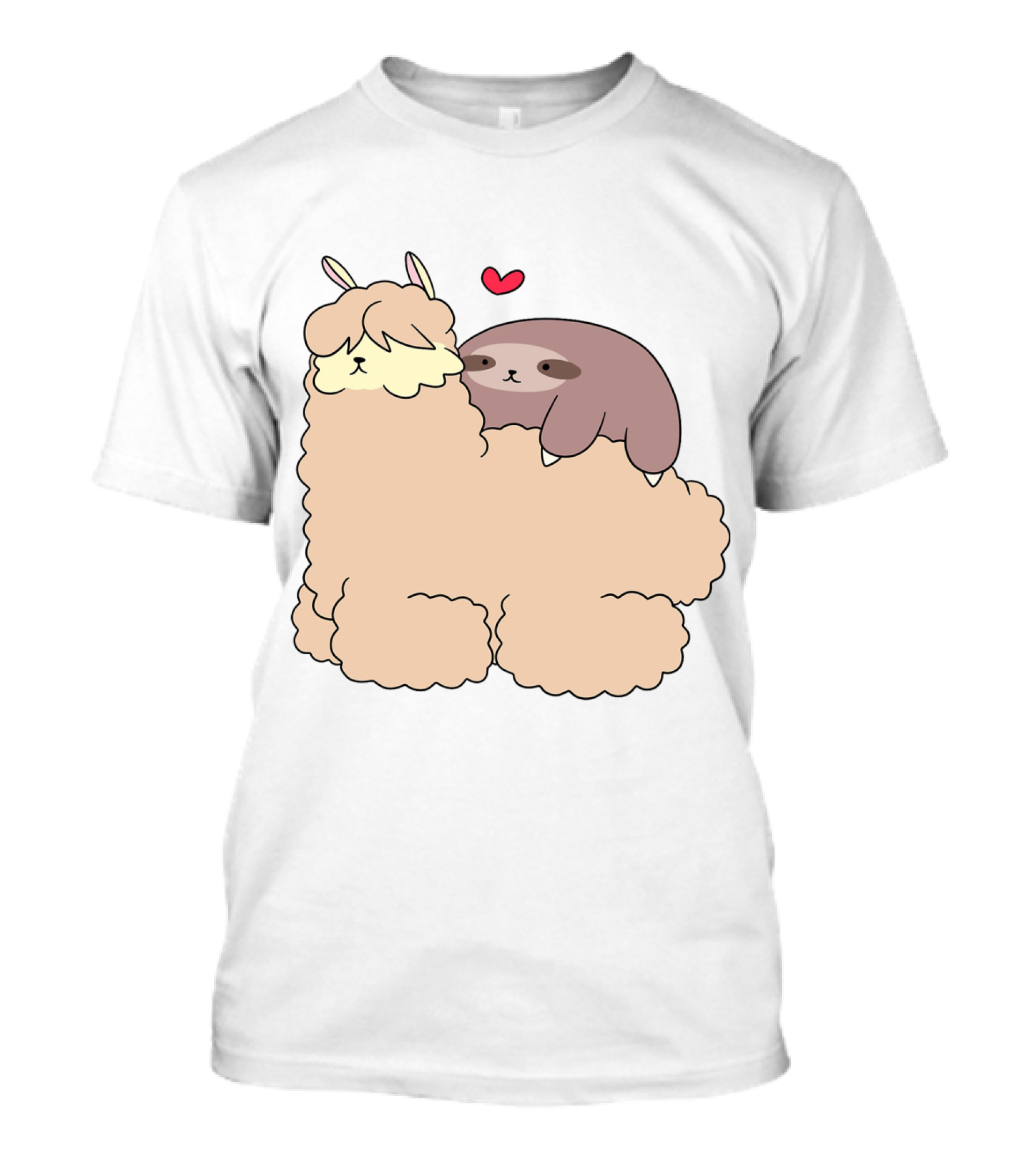 Sloth Loves Alpaca Heartwarming Cuddle Embrace With Cute Llama Vibes T-Shirt