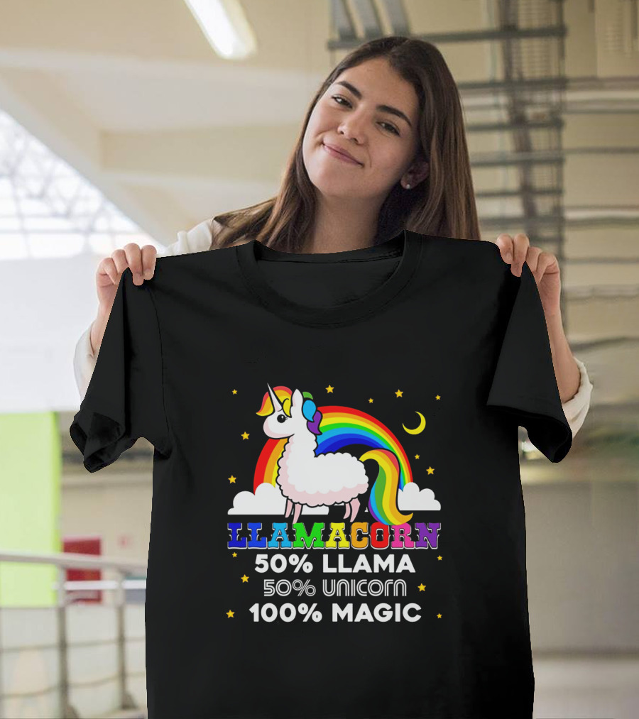 Llamacorn Rainbow Magic 50% Llama 50% Unicorn 100% Magic T-Shirt