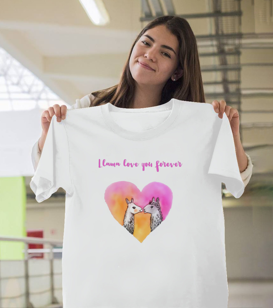 Llama Love You Forever Heart with Two Llamas T-Shirt