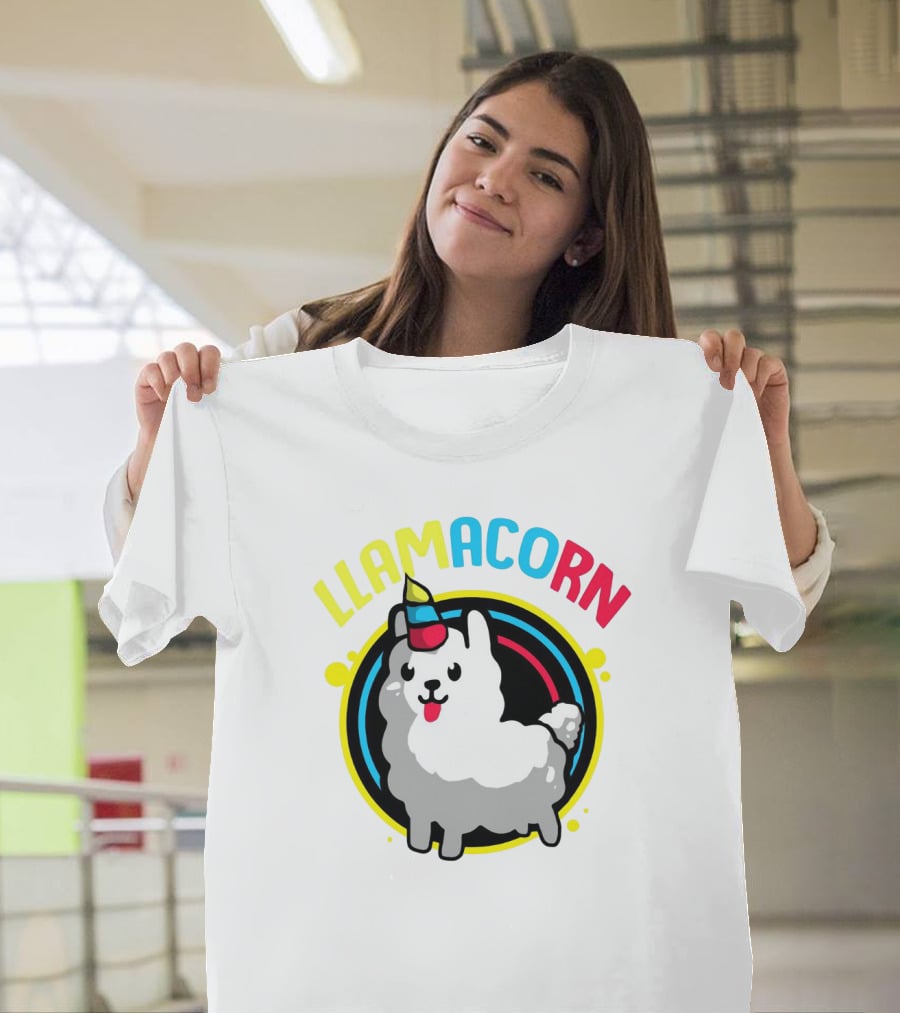 Llamacorn Charming Cute Alpaca With Rainbow Horn T-Shirt