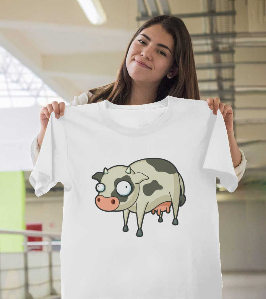 Quirky Cartoon Cow with Wide Eyes T-Shirt