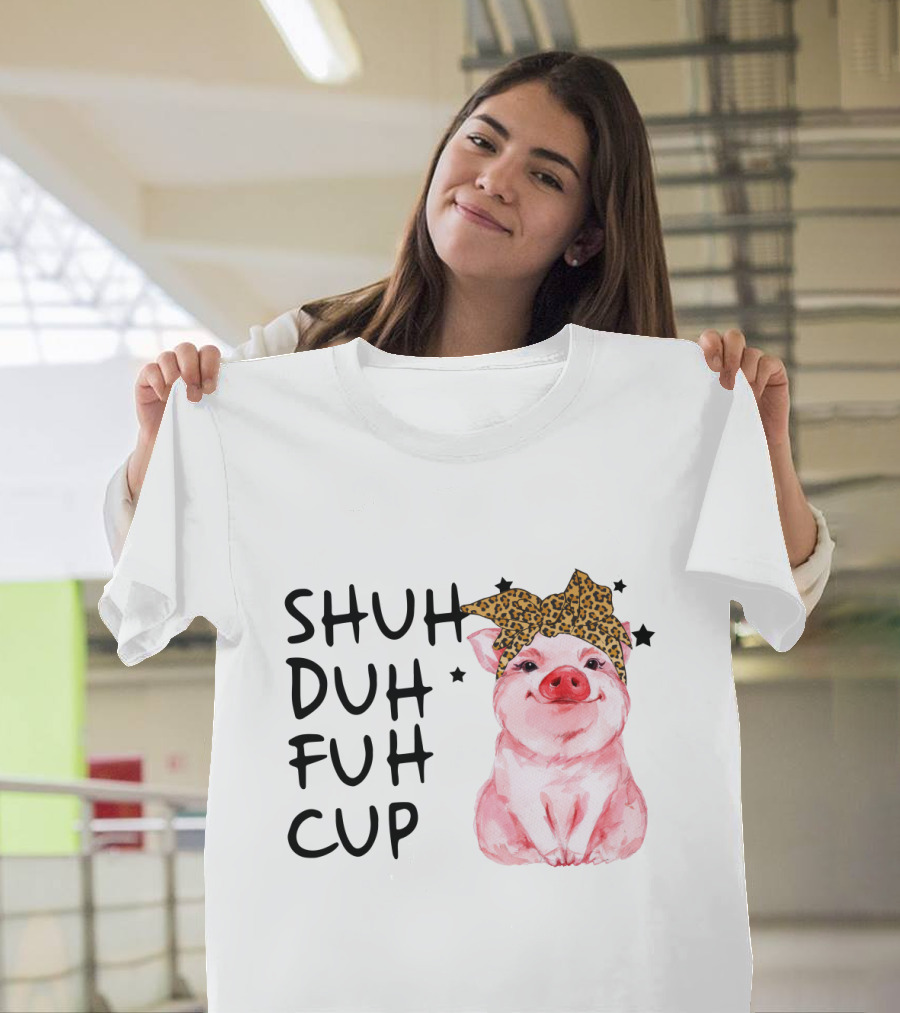 SHUH DUH FUH CUP Cute Pig With Leopard Headband Farm Animal T-Shirt