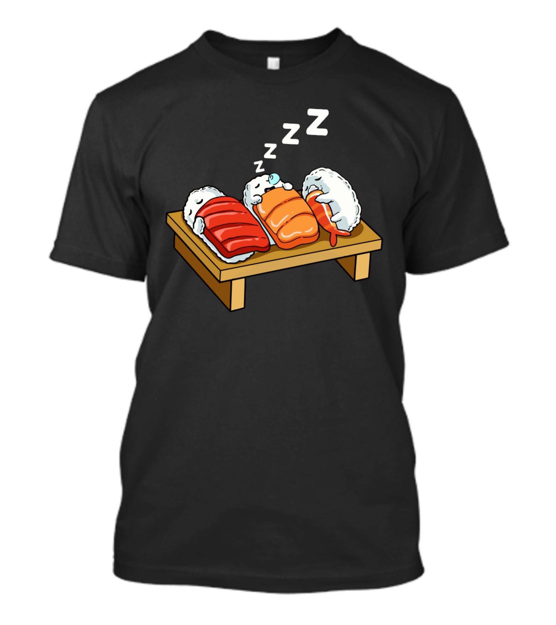 Sushi Sleep Zzz Cartoon Sushi Nigiri On Wooden Board With Sleeping Z's T-Shirt