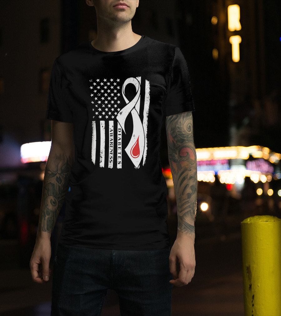 USA Flag Diabetes Awareness T-Shirt