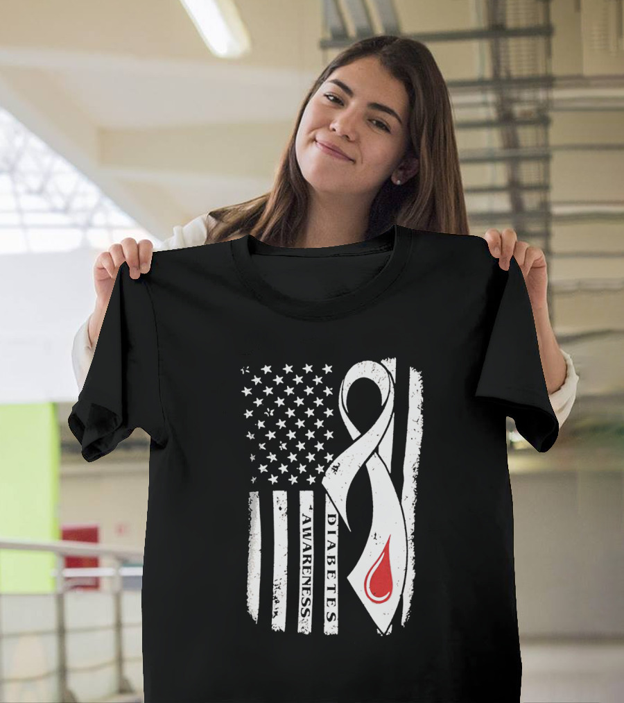 USA Flag Diabetes Awareness T-Shirt