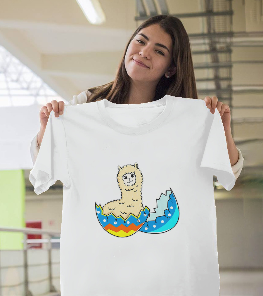 Llama Hatching from Easter Egg T-Shirt
