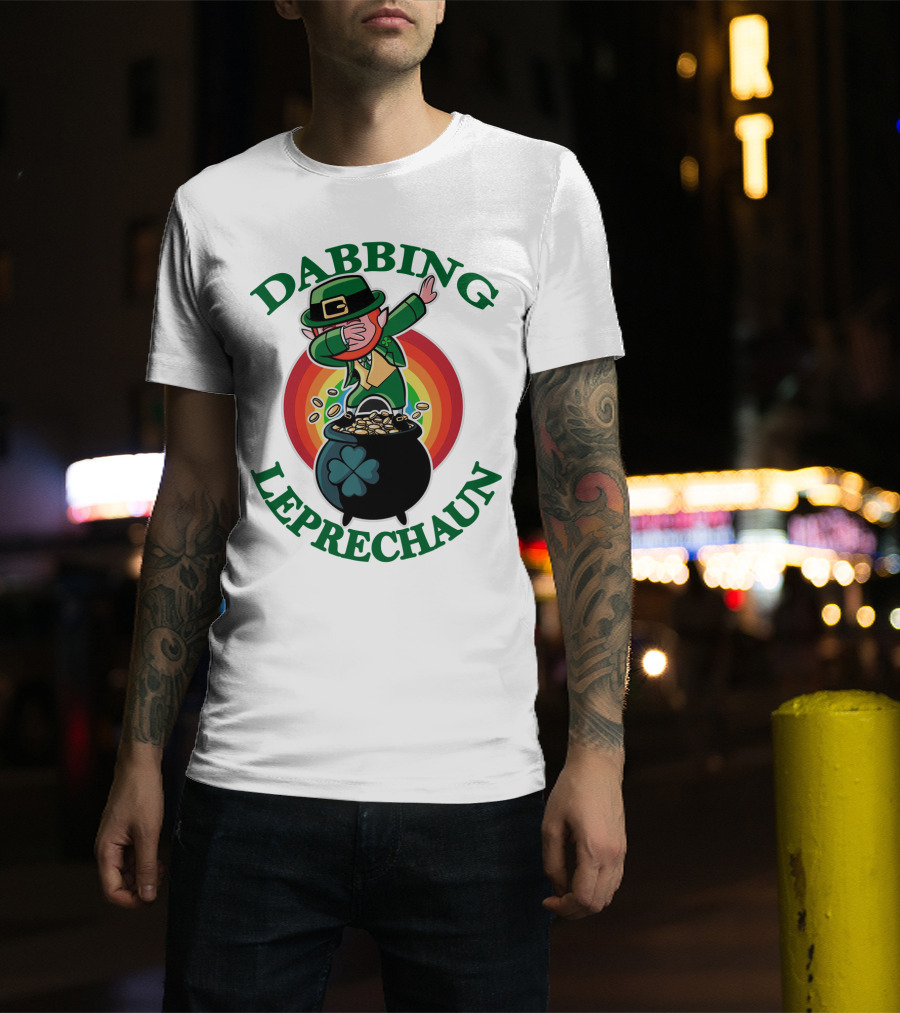 Dabbing Leprechaun Pot Of Gold St. Patrick's Day Rainbow T-Shirt