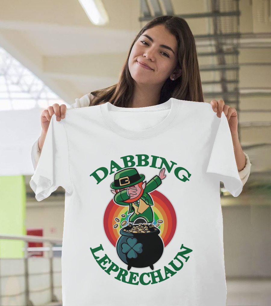 Dabbing Leprechaun Pot Of Gold St. Patrick's Day Rainbow T-Shirt
