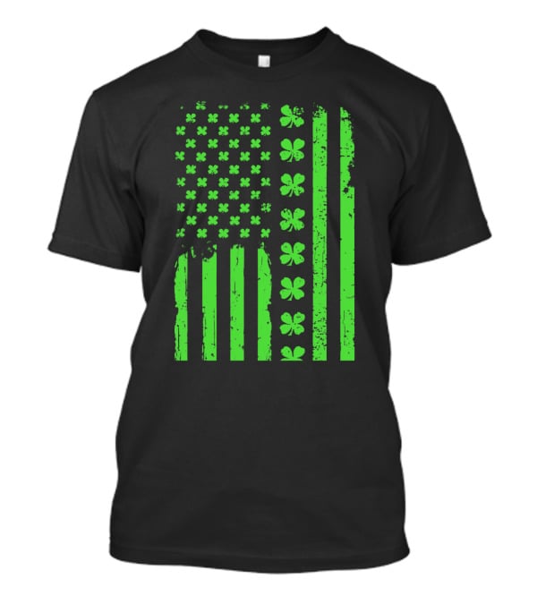 American Flag Green Clover Shamrock T-Shirt