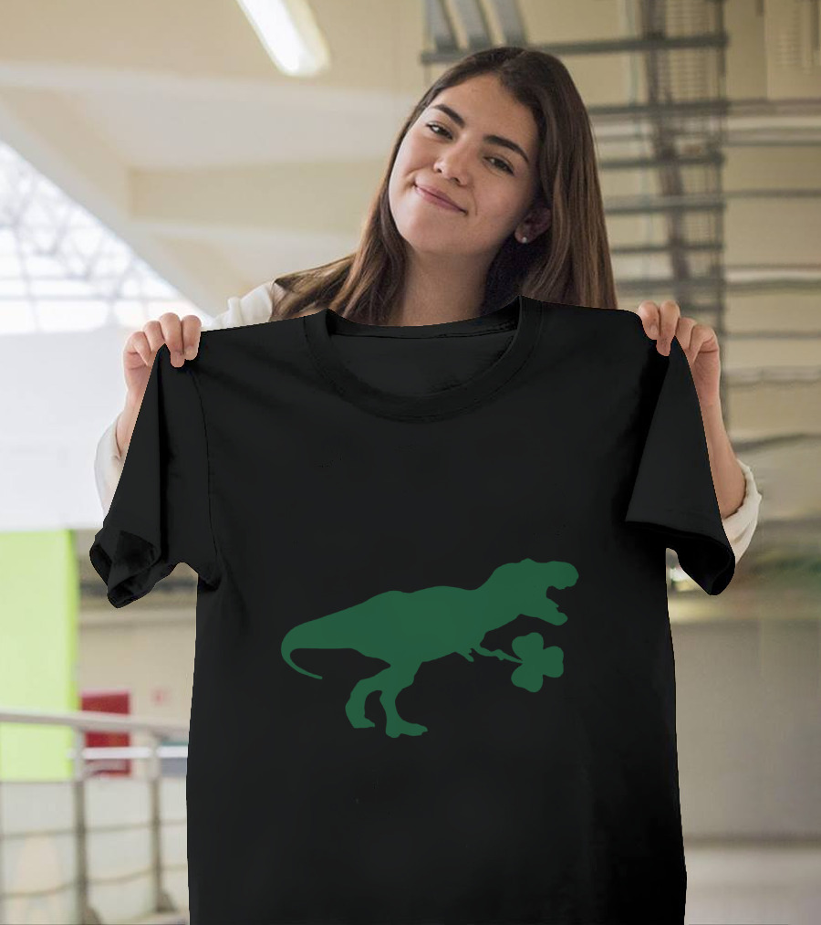 Dinosaurs Holding Shamrock for St Patrick's Day T-Shirt