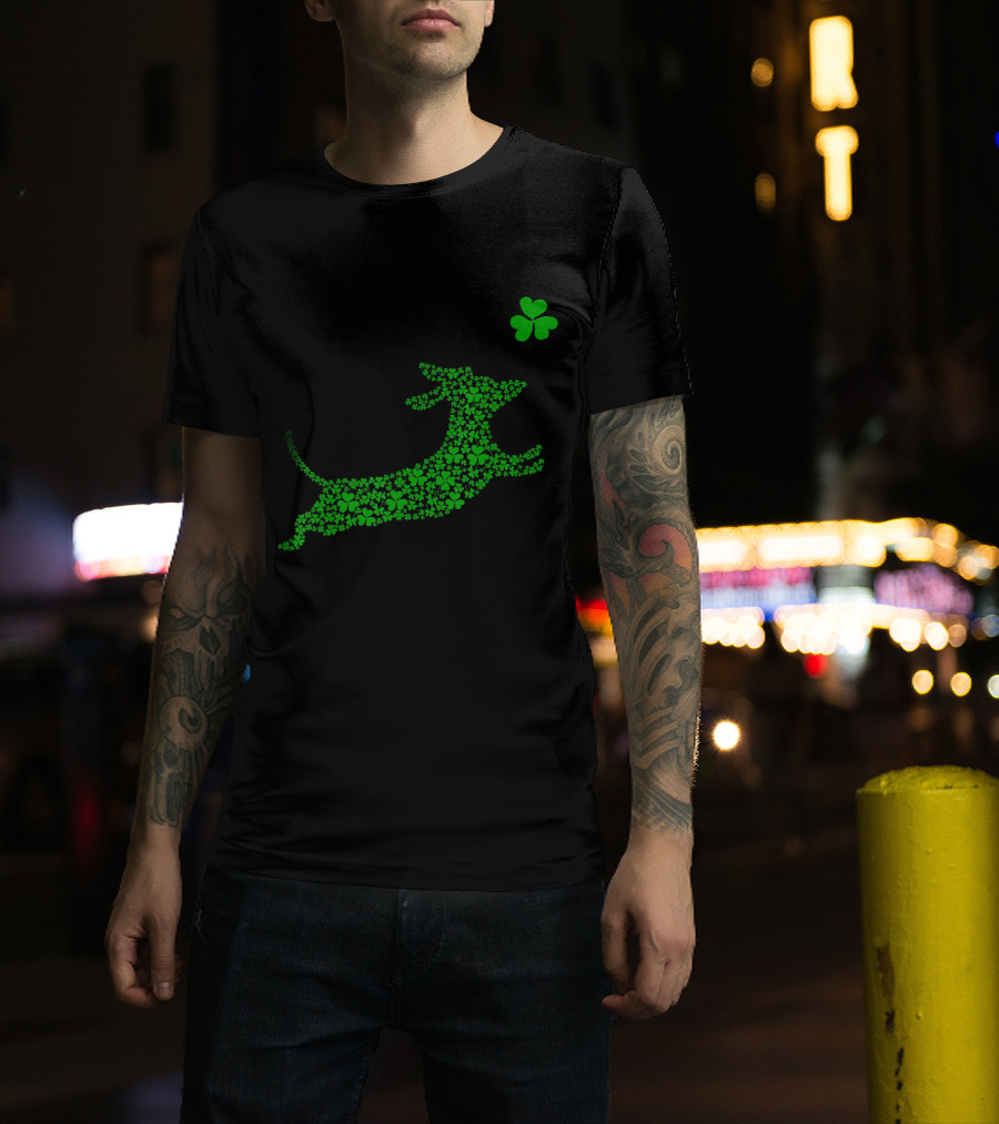 Cute Dachshund Dog Made Of Shamrocks For St. Patrick's Day T-Shirt