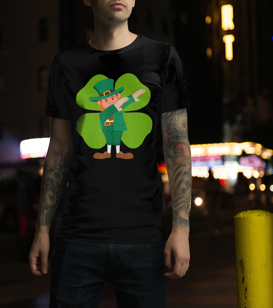 Dabbing Leprechaun Lucky Clover Dance T-Shirt