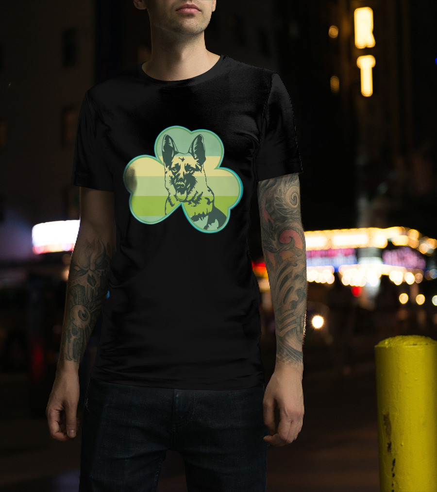 German Shepherd Shamrocks Clover Love T-Shirt