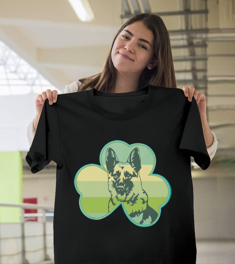 German Shepherd Shamrocks Clover Love T-Shirt