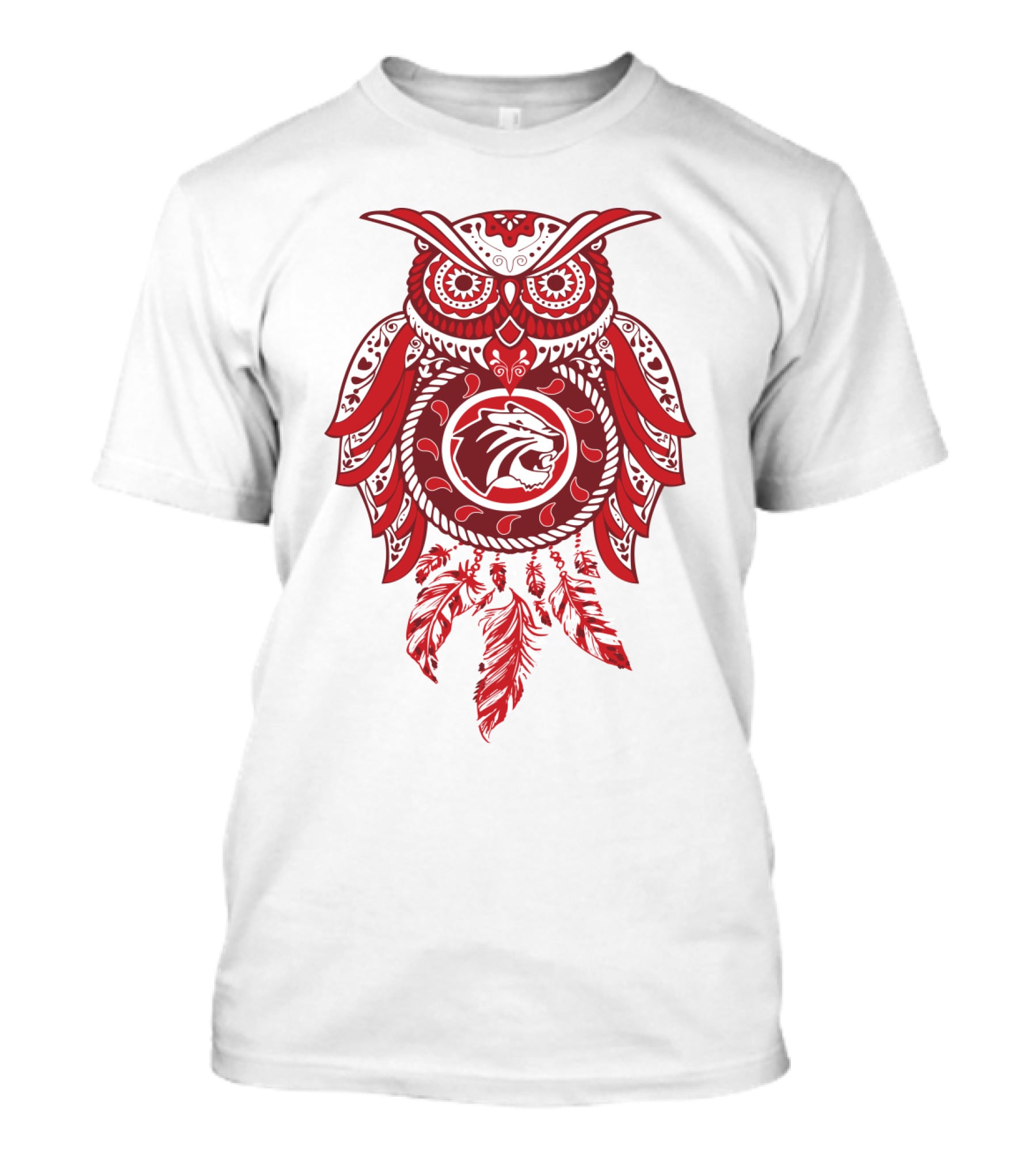 Owl Dreamcatcher Red Lion Feathers T-Shirt