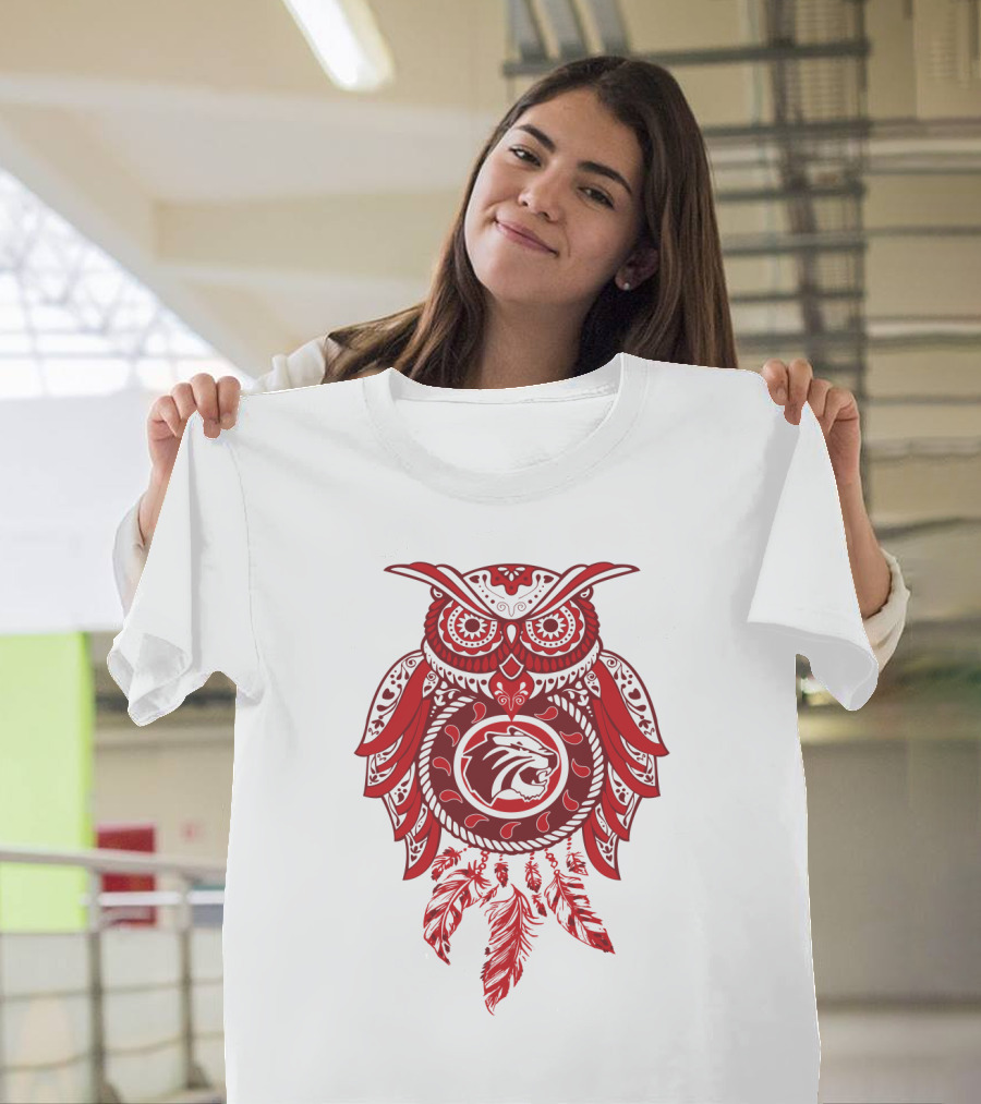 Owl Dreamcatcher Red Lion Feathers T-Shirt