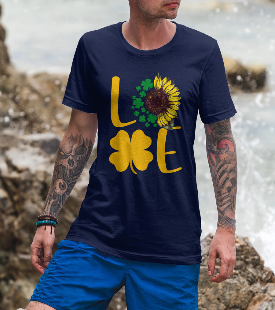 Love Sunflower Four-Leaf Clover T-Shirt