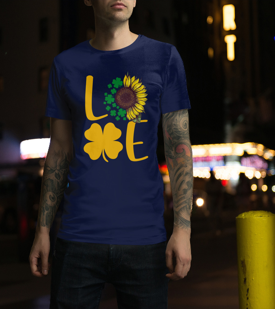 Love Sunflower Four-Leaf Clover T-Shirt