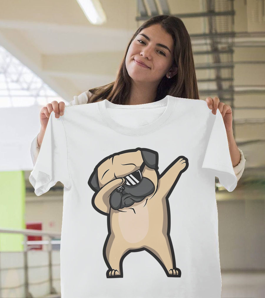 Bull Dog Dabbing Pug With Black Shades T-Shirt