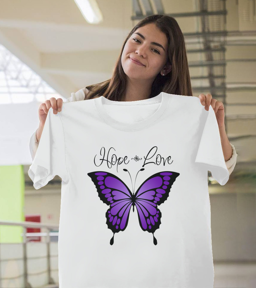 Hope Love Purple Butterfly T-Shirt