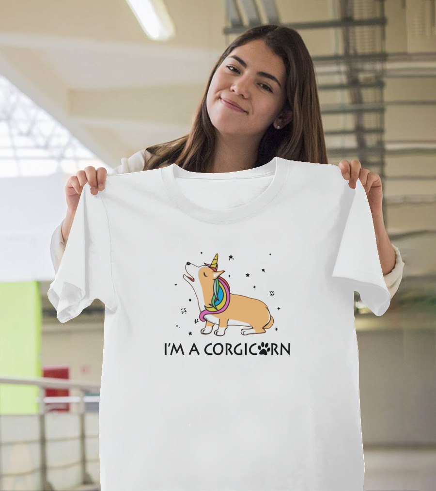 I'm A Corgicorn Unicorn Dog With Rainbow Mane And Sparkles T-Shirt