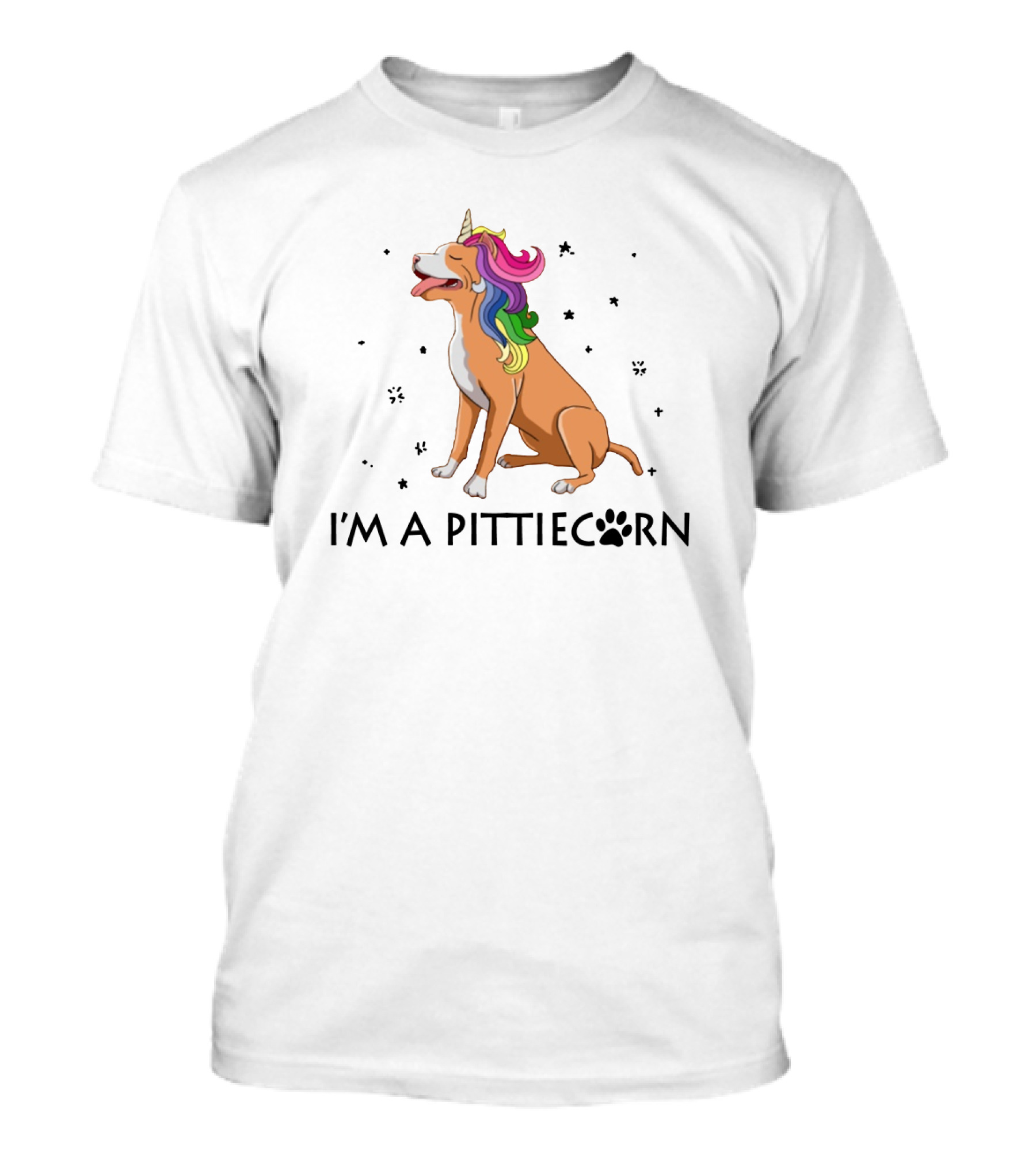 I'm A Pittiecorn Unicorn Dog With Rainbow Mane Stars T-Shirt