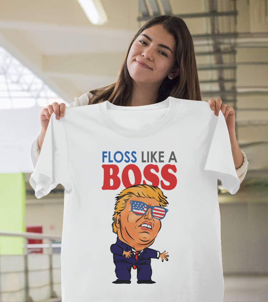 Floss Like a Boss Trump American Flag Sunglasses T-Shirt