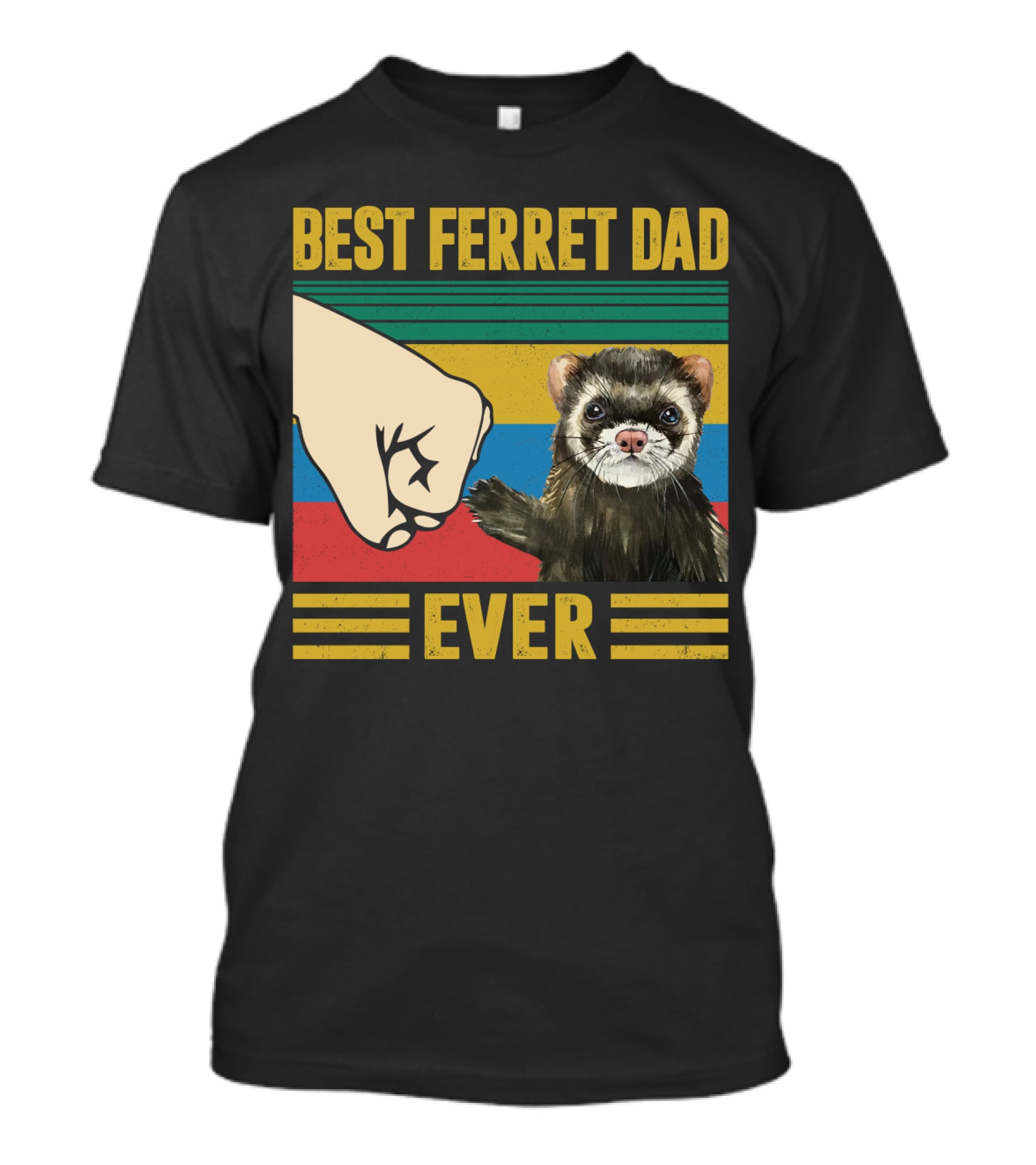 Best Ferret Dad Ever Fist Bump Vintage Stripes T-Shirt