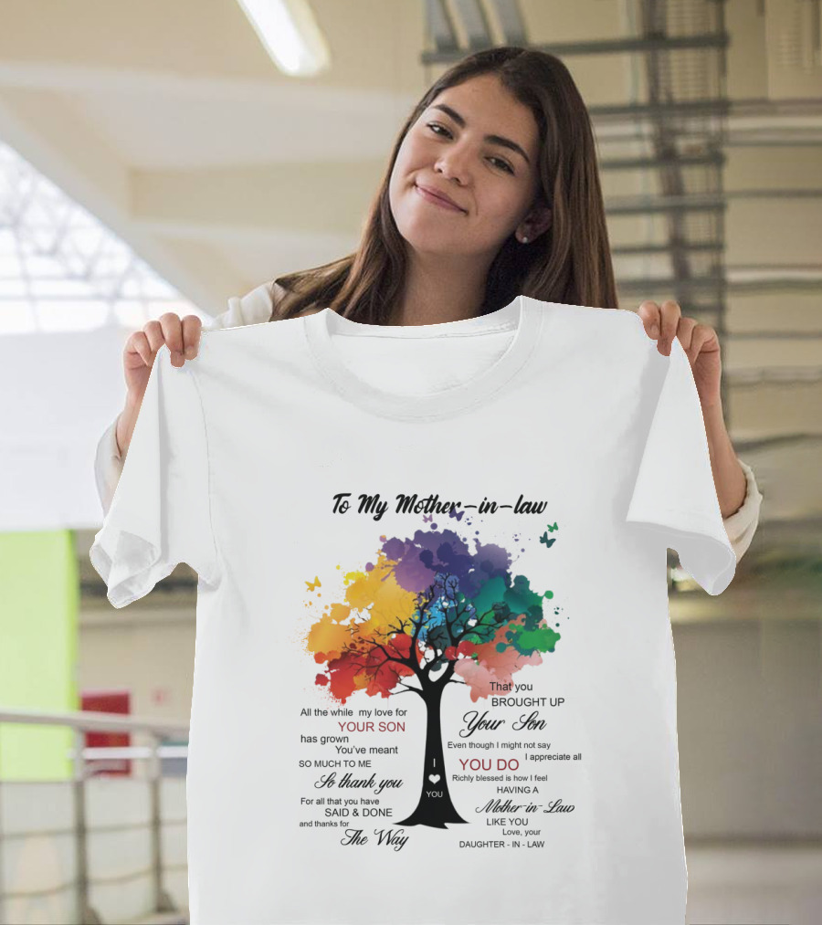 To My Mother-in-Law Mother’s Day Birthday Gift Idea from Daughter-in-Law Richly Blessed Colorful Tree T-Shirt