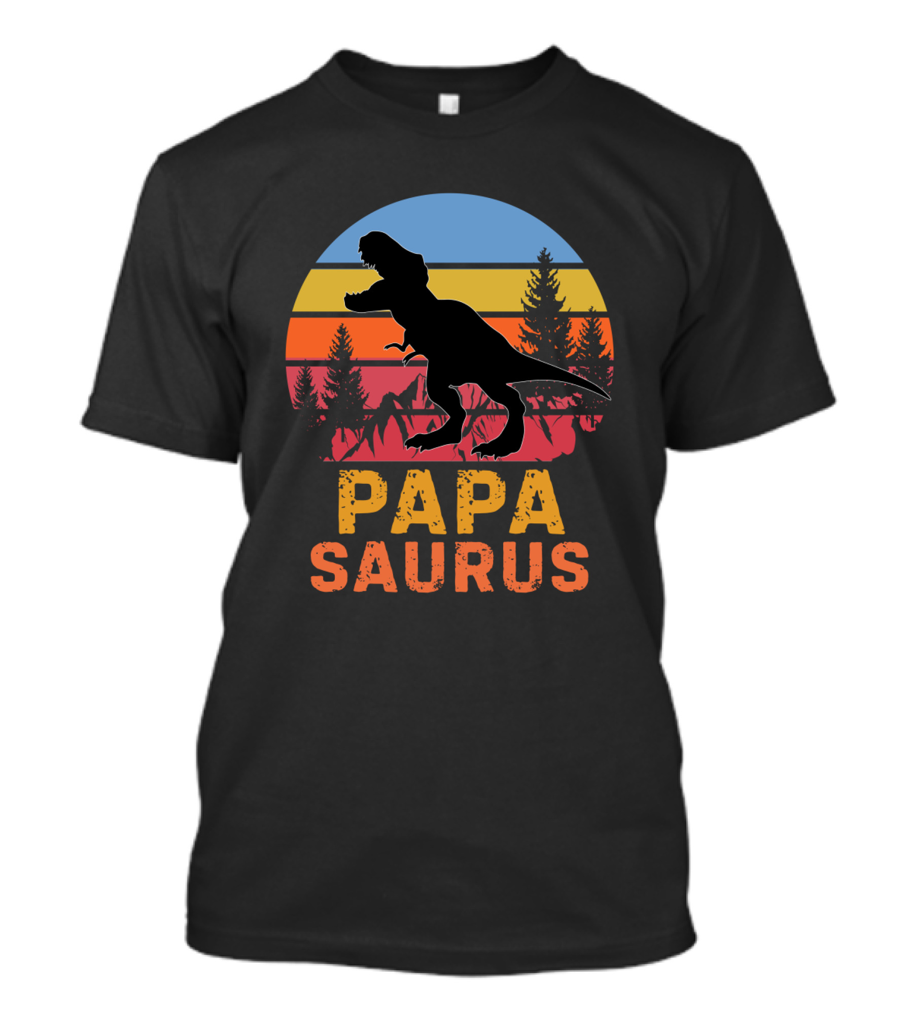 PAPA SAURUS Rex Dinosaur Silhouette Vintage Sunset T-Shirt
