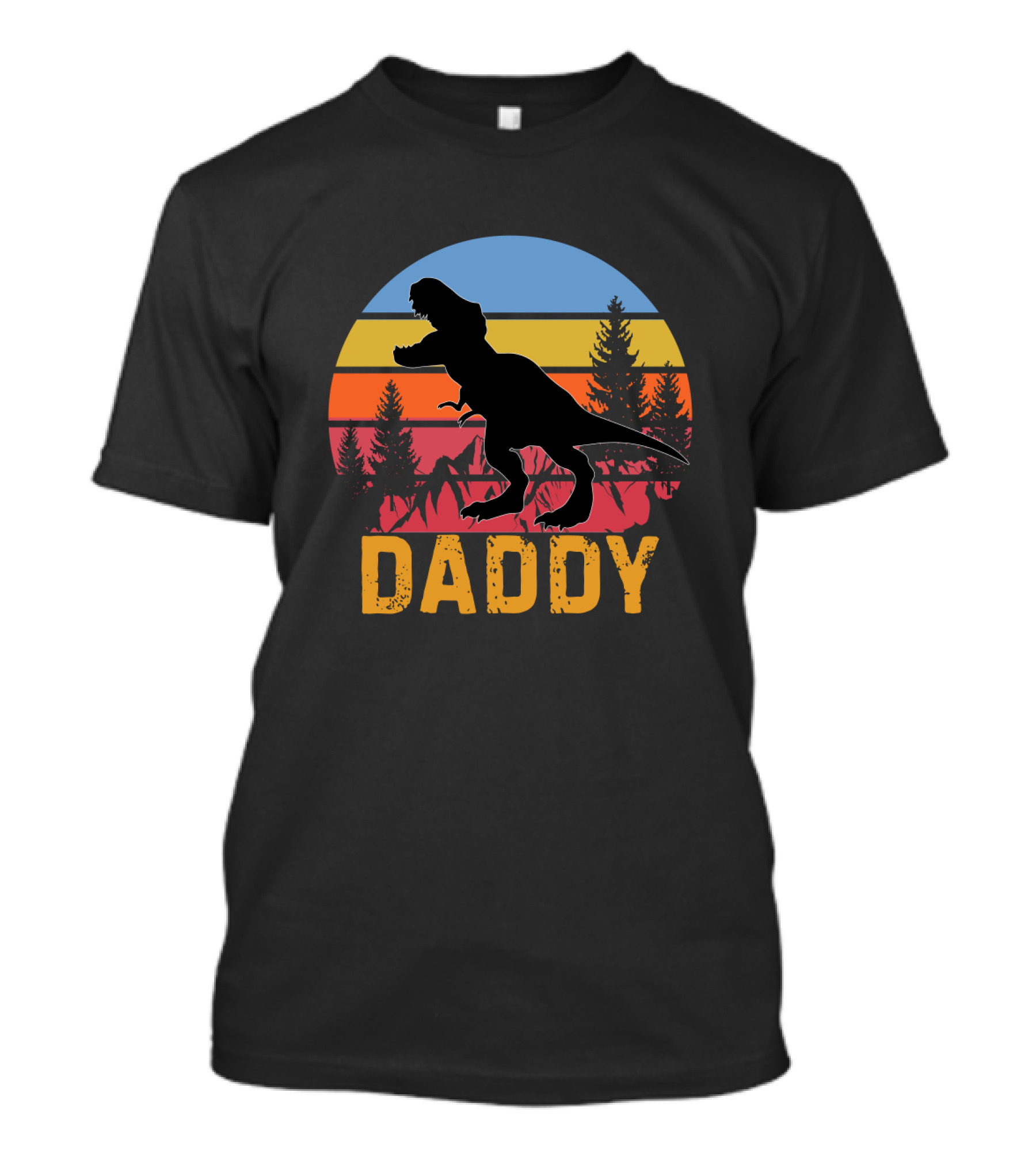 Daddy Saurus Dinosaur Sunset Silhouette Retro Vintage T-Shirt