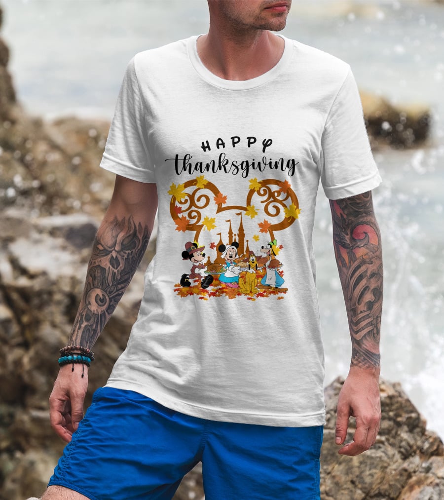 Happy Thanksgiving Disney Characters Festive T-Shirt