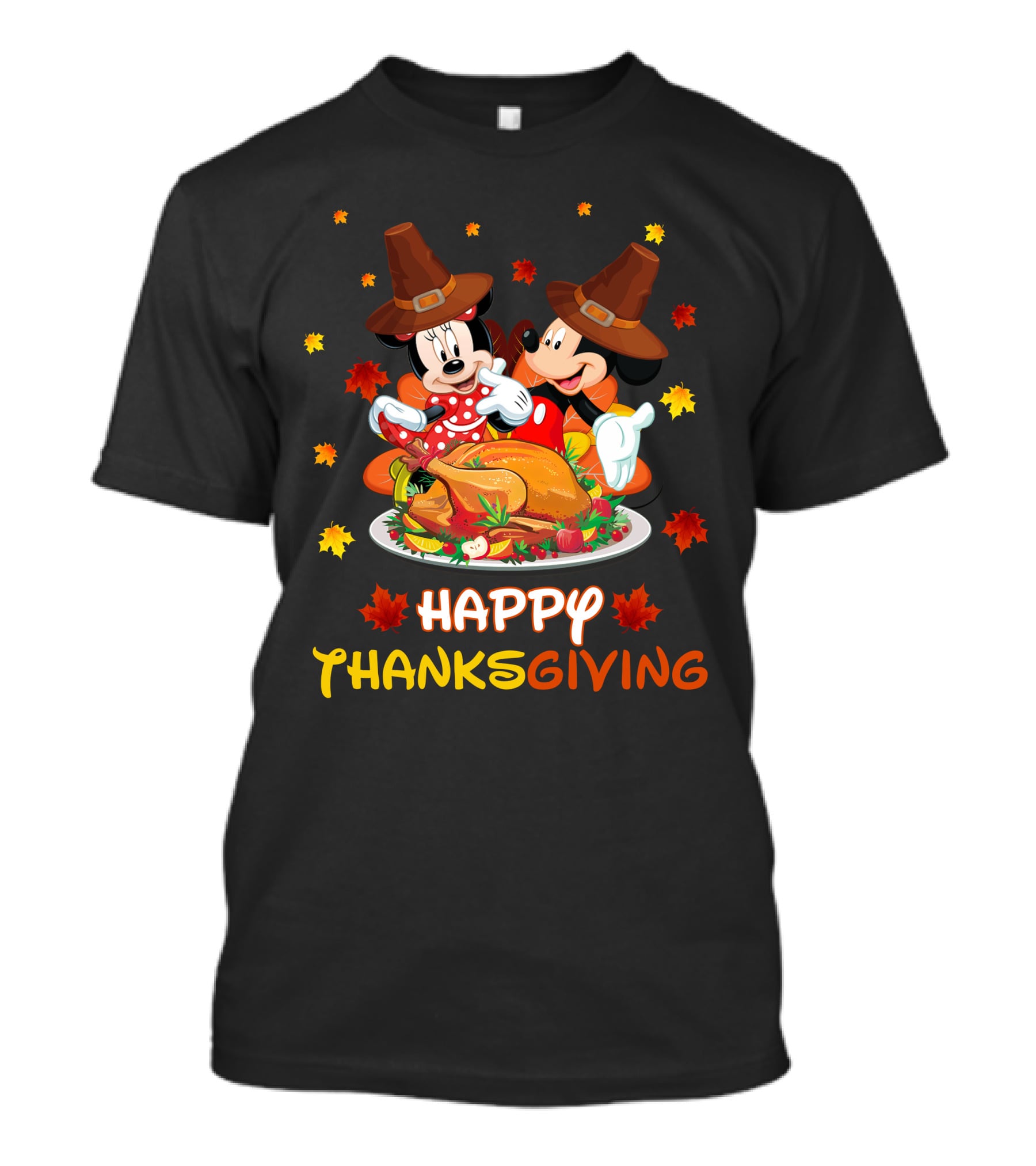 Happy Thanksgiving Mickey And Minnie Turkey Feast T-Shirt