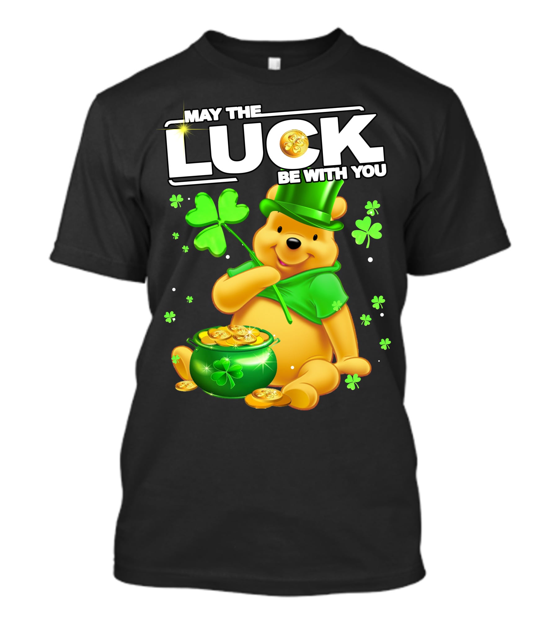 May The Luck Be With You Shamrock Pot Of Gold Bear T-Shirt