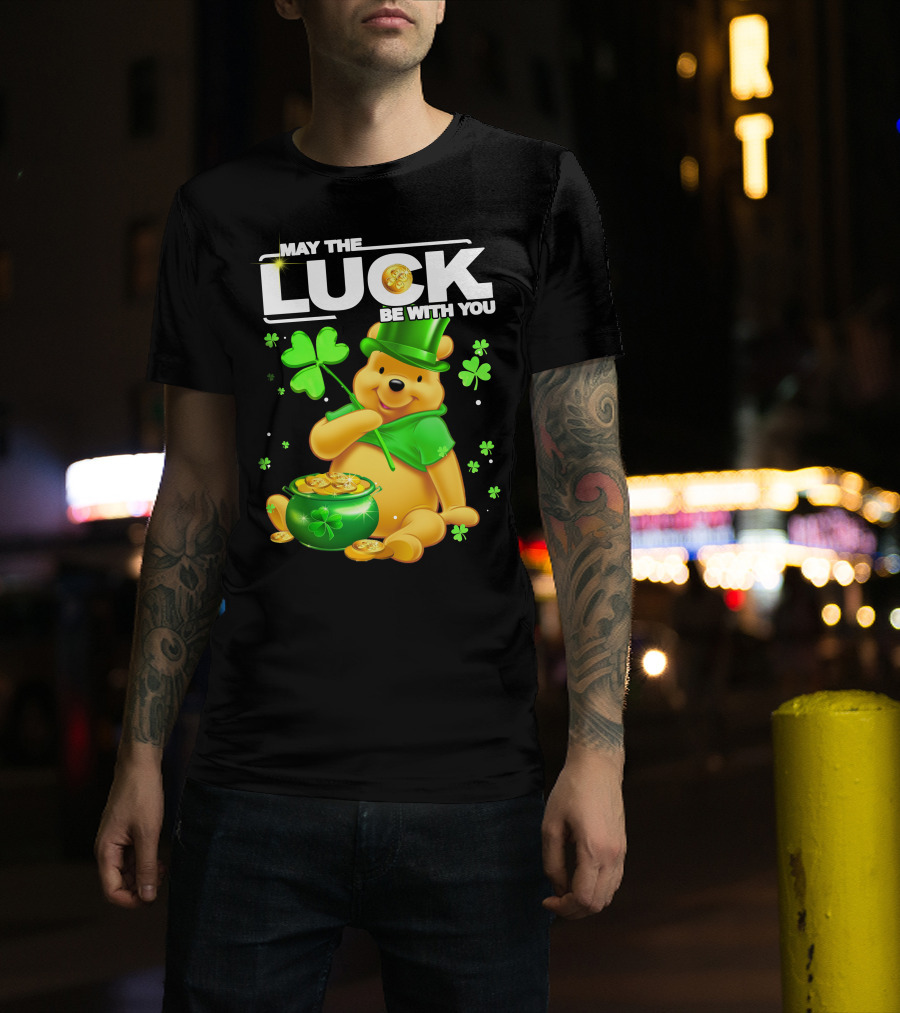 May The Luck Be With You Shamrock Pot Of Gold Bear T-Shirt
