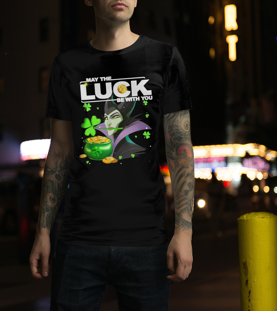 MAY THE LUCK BE WITH YOU Maleficent Shamrock Coins T-Shirt