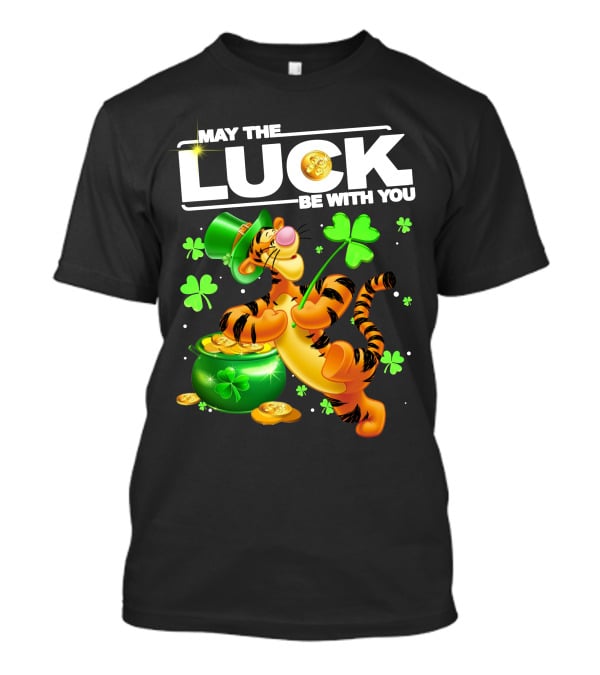 May The Luck Be With You Tigger With Pot Of Gold And Shamrocks T-Shirt