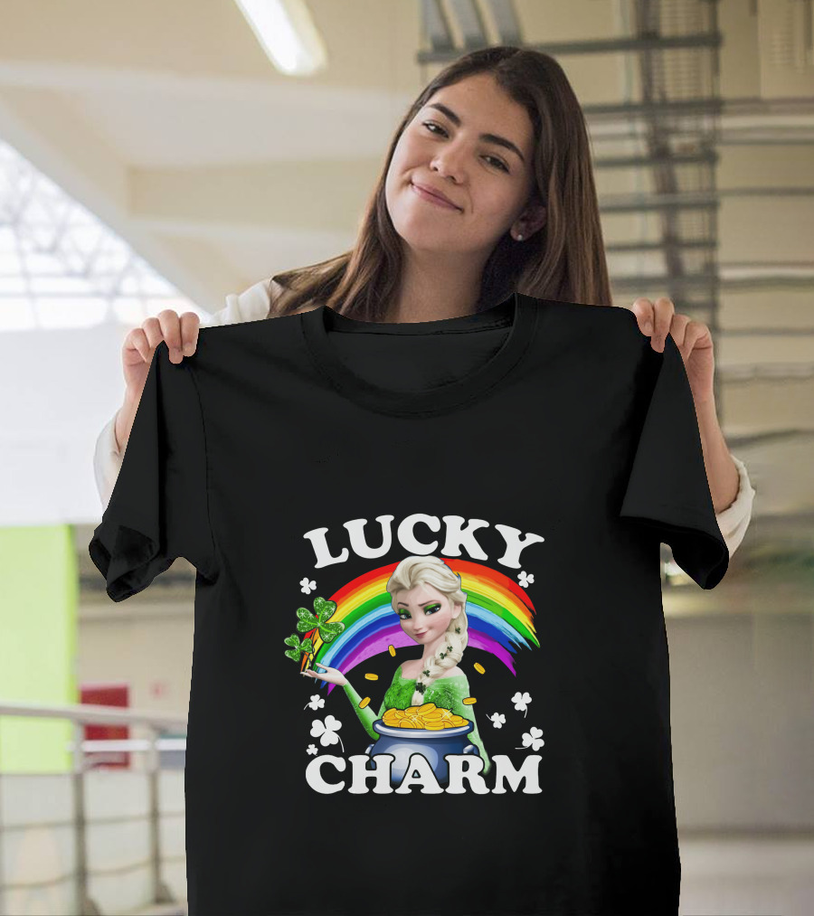 Elsa Lucky Charm Rainbow Pot Of Gold Clover T-Shirt