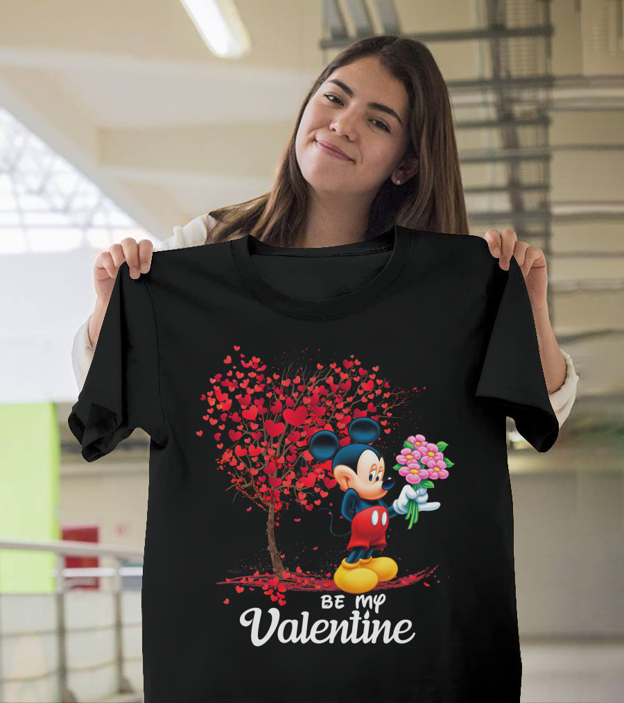 Mickey Be My Valentine Bouquet with Heart Tree T-Shirt