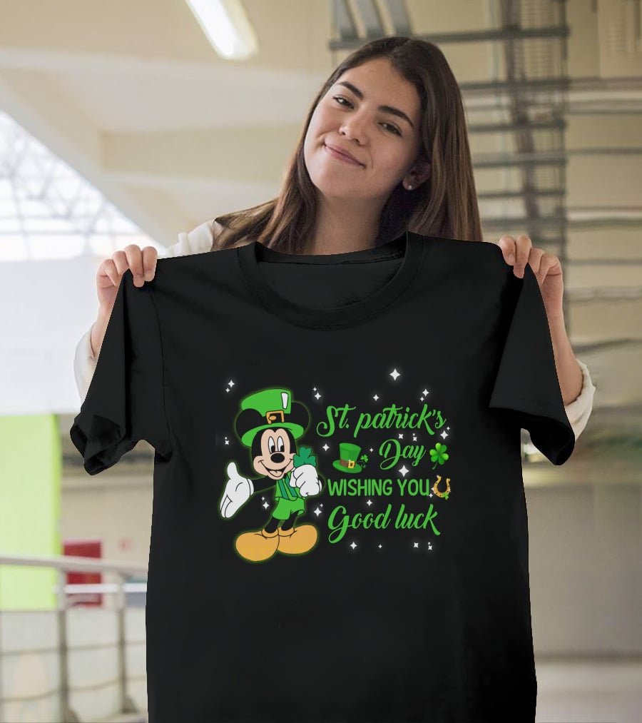 St. Patrick's Day Mickey Mouse Wishing You Good Luck T-Shirt
