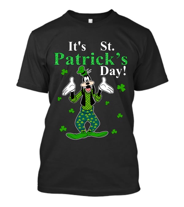 Goofy It's St Patrick's Day With Shamrocks And Bowtie Fun T-Shirt