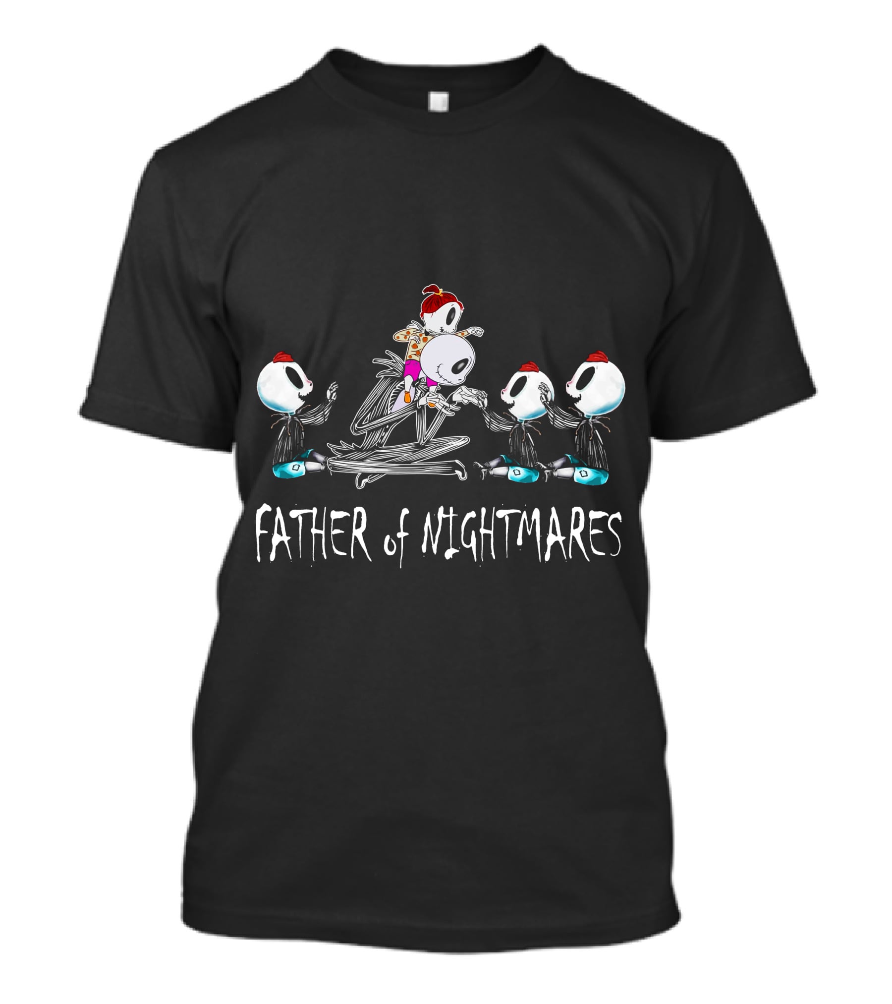 Father Of Nightmares 3 Boys 1 Girl Skull Characters With Red Hats T-Shirt