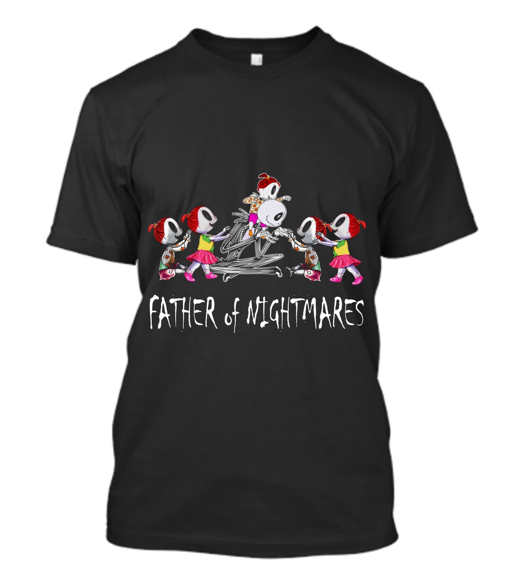 Father Of Nightmares With Five Red-Haired Girls In Skulls And Pink Skirts T-Shirt