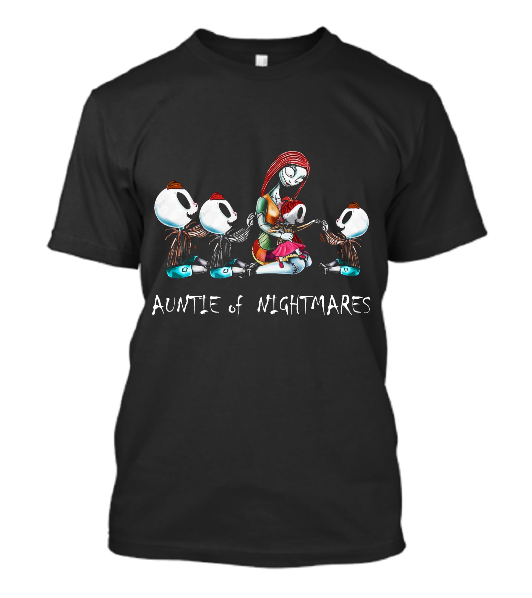 Auntie Of Nightmares With Three Skeleton Boys And One Girl T-Shirt