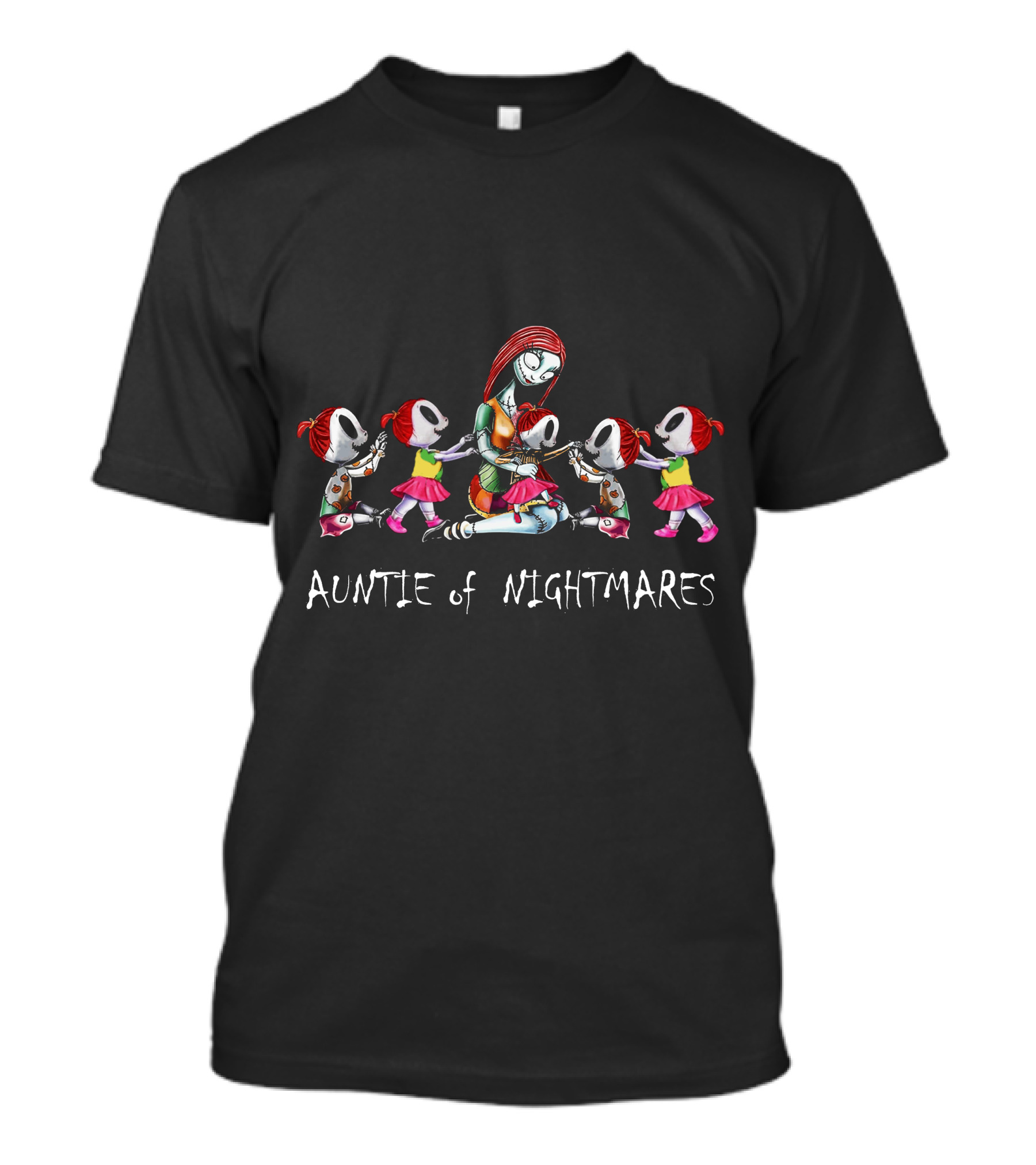 Auntie Of Nightmares With Five Halloween Girls T-Shirt